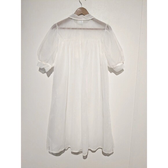 NOS 1960’s Double Chiffon Peignoir Robe Bridal Lounge MISS SIREN Sheer S White - Picture 2 of 4